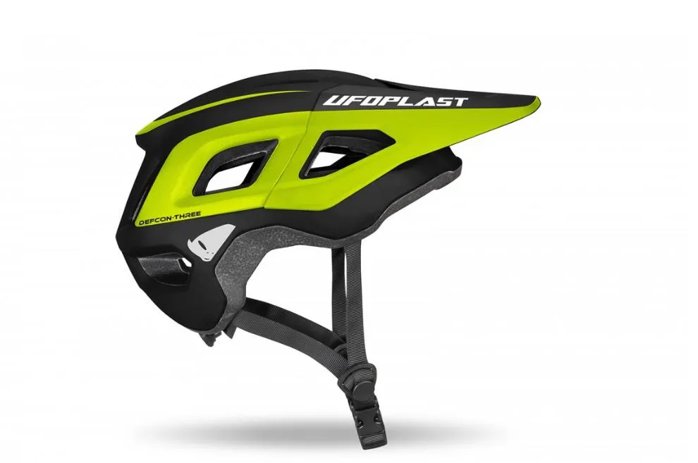 CASCO MTB DEFCON THREE NERO E GIALLO FLUO UFO PLAST