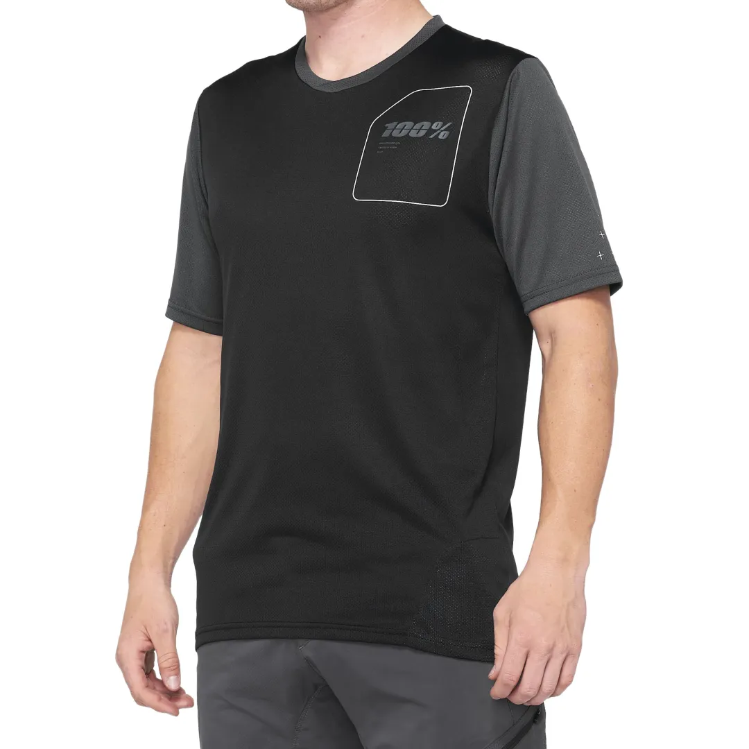 Maglia 100% RIDECAMP Maniche Corte Nero/Grigio